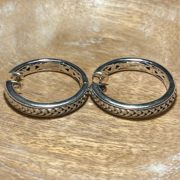 *SOLD* Scott Kay Basket Weave Hoop 925 Sterling Silver Earrings - Picture 6 of 16